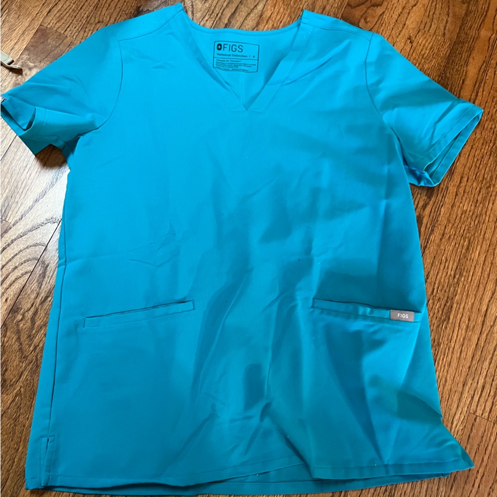 FIGS teal scrub top **rare color**